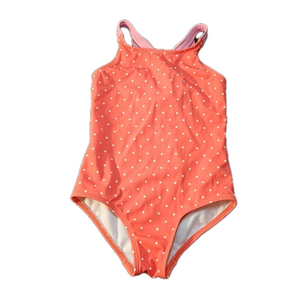 Mini Boden Girls Pink Polka Dot Butterfly One-Piece Swimsuit Size 2-3Y